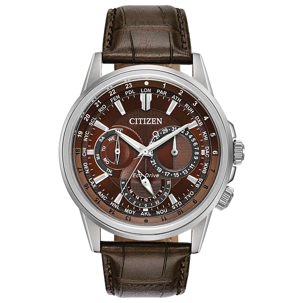 au maison Calendrier - Men's Eco-Drive BU2020-29X Brown Leather Watch