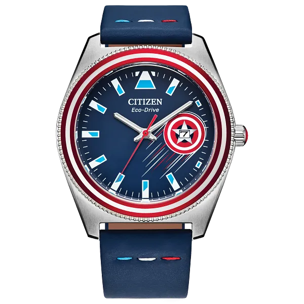 au maison Captain America Soars Blue Dial Leather Strap AW1796-09W