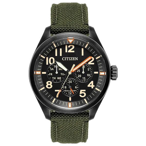 au maison Chandler - Men's Eco-Drive BU2055-16E Dark Green Strap Watch