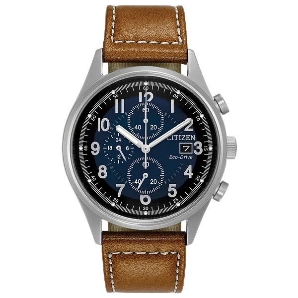 au maison Chandler - Men's Leather Band CA0621-05L Blue Dial Watch