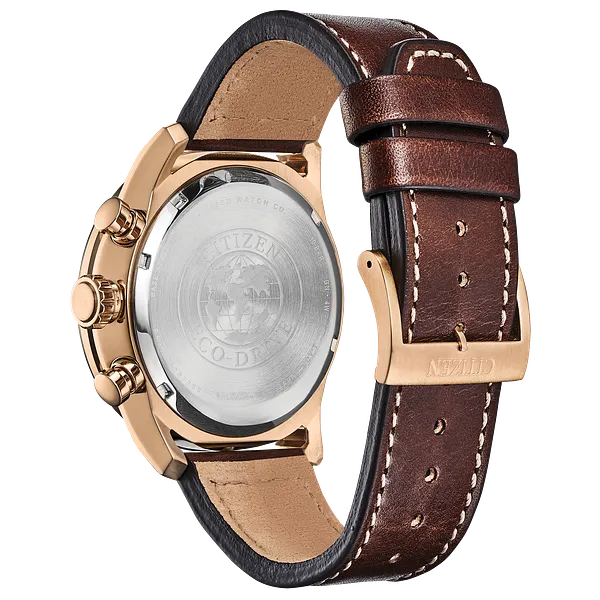 Au Maison Citizen Avion Eco-Drive Rose Gold Blue Dial Watch