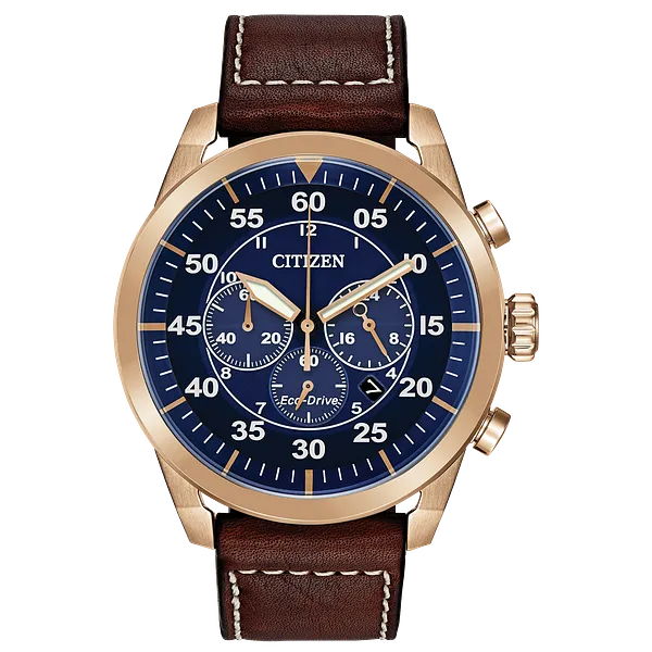 au maison Citizen Avion Eco-Drive Rose Gold Blue Dial Watch