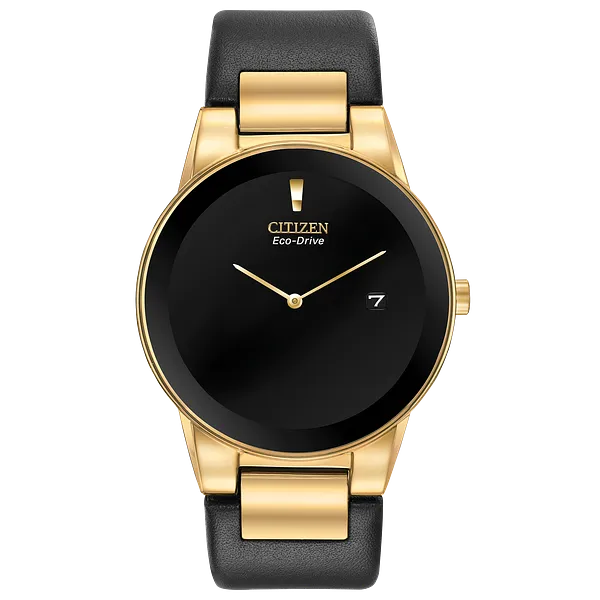 au maison Citizen Axiom Men's Eco-Drive Gold Black Dial Watch