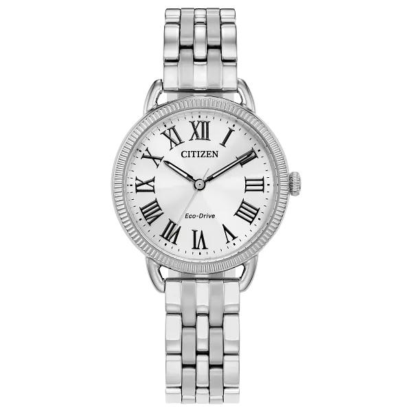au maison Classic Coin Edge Silver-Tone Dial Stainless Steel Bracelet EM1050-56A