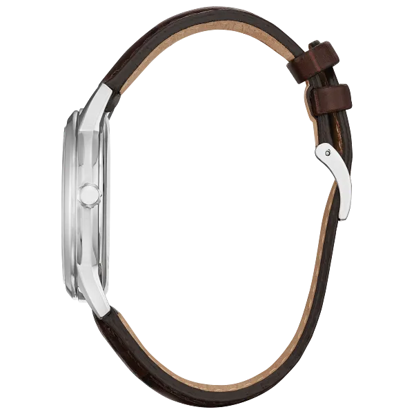 Au Maison Classic Silver-Tone Dial Leather Strap AW1780-25A