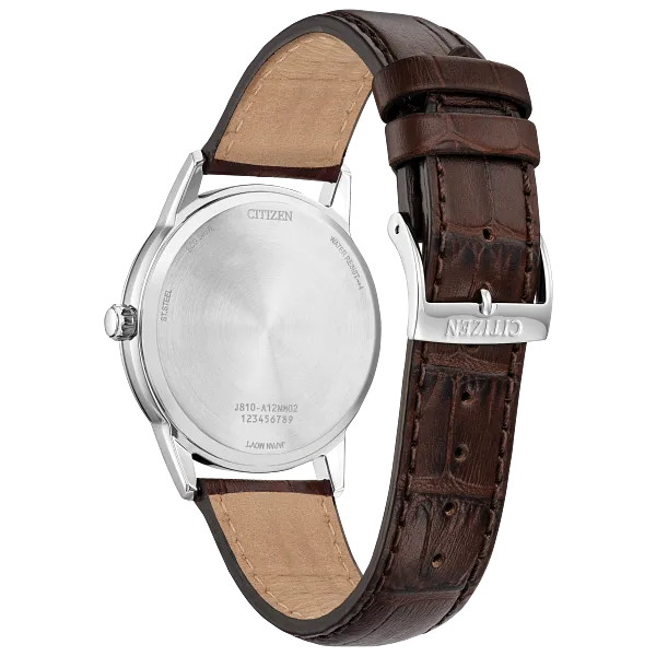 Au Maison Classic Silver-Tone Dial Leather Strap AW1780-25A