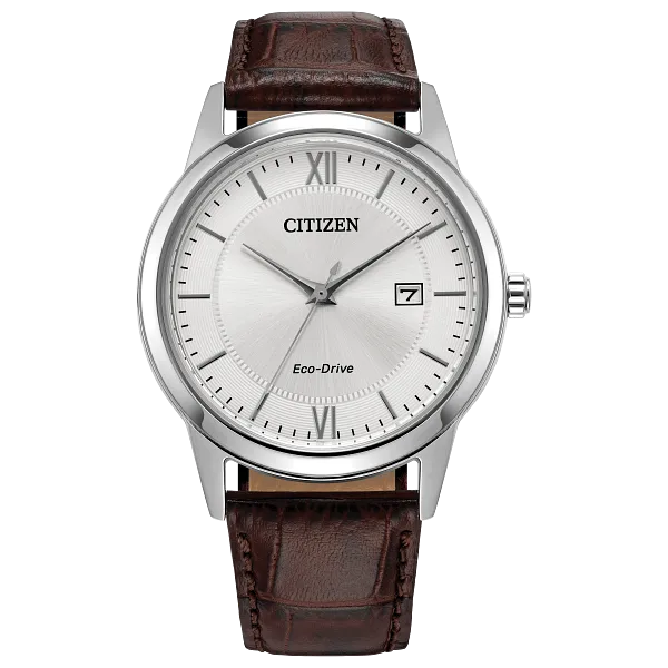 au maison Classic Silver-Tone Dial Leather Strap AW1780-25A