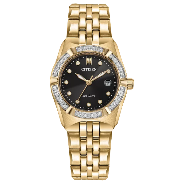 au maison Corso Diamond Black Dial Stainless Steel Bracelet EW2712-55E