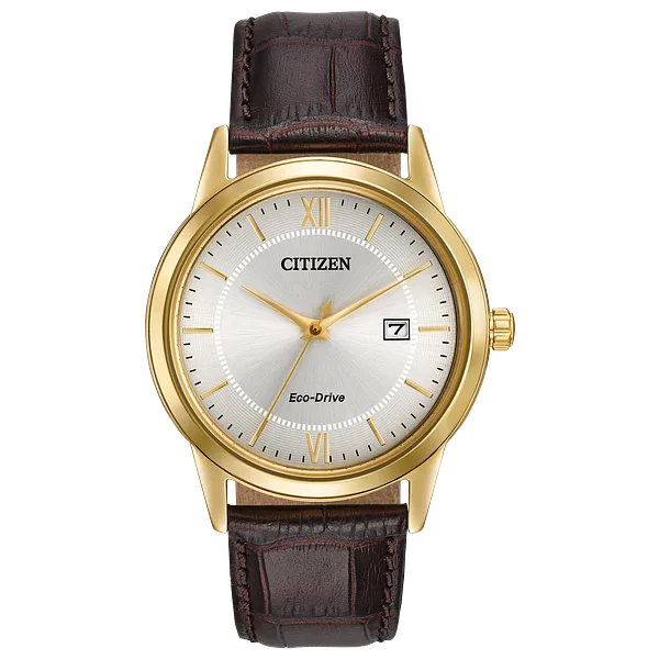 au maison Corso - Men's Eco-Drive AW1232-04A Dark Brown Strap Watch