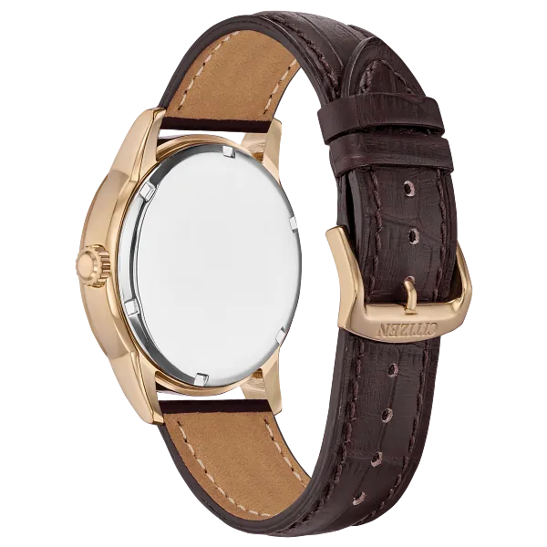 Au Maison Corso - Men's Eco-Drive BU2013-08E Rose Gold Leather Watch