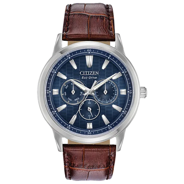 au maison Corso - Men's Eco-Drive BU2070-12L Leather Strap Watch