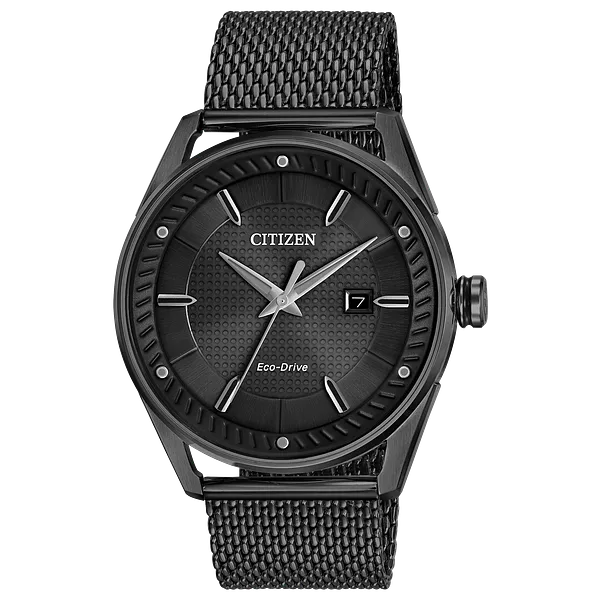 au maison CTO -Men's Eco-Drive BM6988-57E Black Mesh Strap Watch