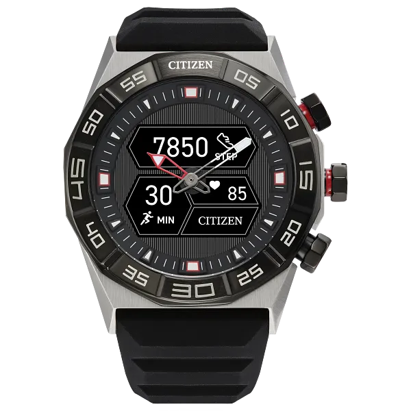 au maison CZ Smart Hybrid Black Dial Silicone Strap JX2007-09E