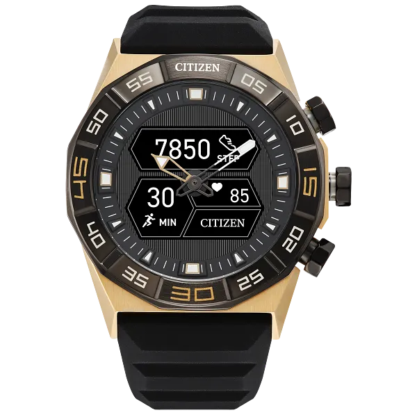 au maison CZ Smart Hybrid Black Dial Silicone Strap JX2009-03E