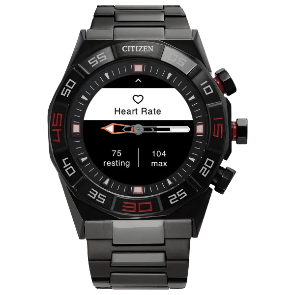 Au Maison CZ Smart Hybrid Black Dial Stainless Steel Bracelet JX2005-55E