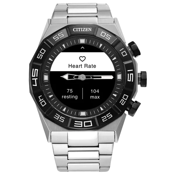 Au Maison CZ Smart Hybrid Black Dial Stainless Steel Bracelet JX2006-52E