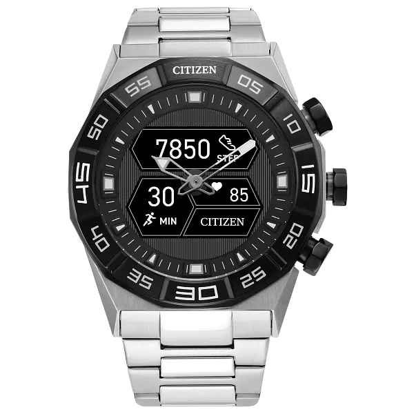 au maison CZ Smart Hybrid Black Dial Stainless Steel Bracelet JX2006-52E