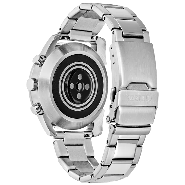 Au Maison CZ Smart Hybrid Black Dial Stainless Steel Bracelet JX2010-55E