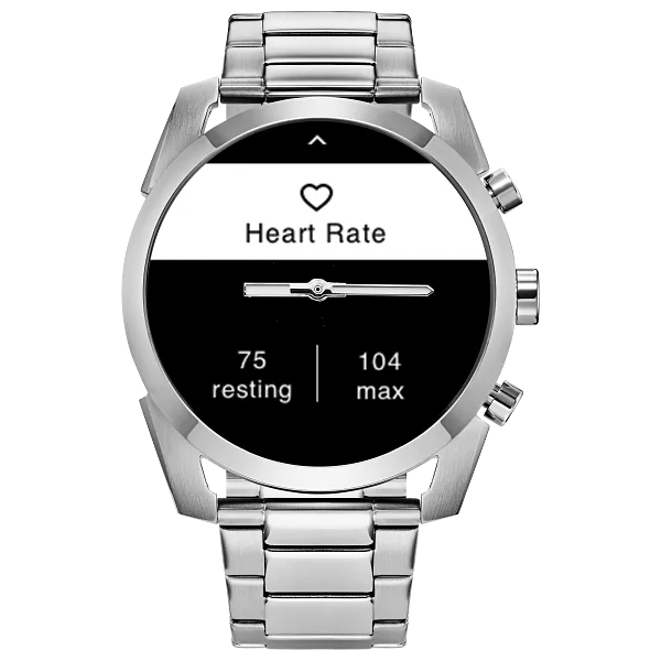 Au Maison CZ Smart Hybrid Black Dial Stainless Steel Bracelet JX2010-55E