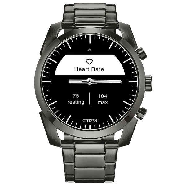 Au Maison CZ Smart Hybrid Black Dial Stainless Steel Bracelet JX2017-56E