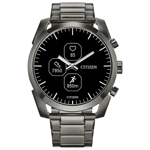 au maison CZ Smart Hybrid Black Dial Stainless Steel Bracelet JX2017-56E