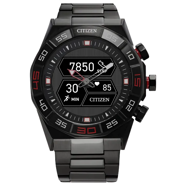 au maison CZ Smart Hybrid Black Dial Stainless Steel Bracelet JX2005-55E