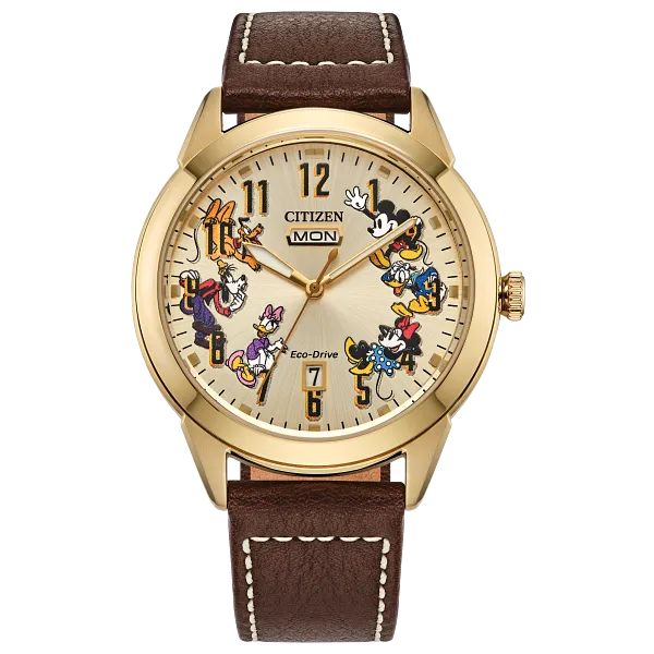 au maison Donald Duck and Crew Beige Dial Leather Strap AW0093-04W