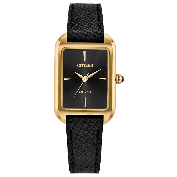 au maison Dress Classic Black Dial Leather Strap EM1192-01E