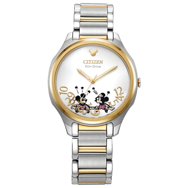 au maison Falling Mickey & Minnie Silver-Tone Dial Stainless Steel Bracelet EM0754-59W