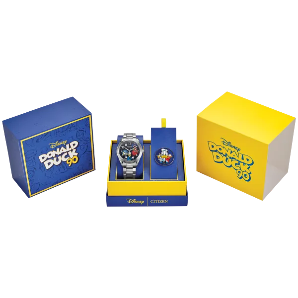 Au Maison Feisty Donald Duck 90th Anniversary Blue Dial Stainless Steel Bracelet AW1691-66W