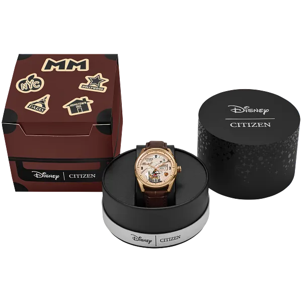 Au Maison Hometown Mickey Mouse Beige Dial Leather Strap AW0088-04W