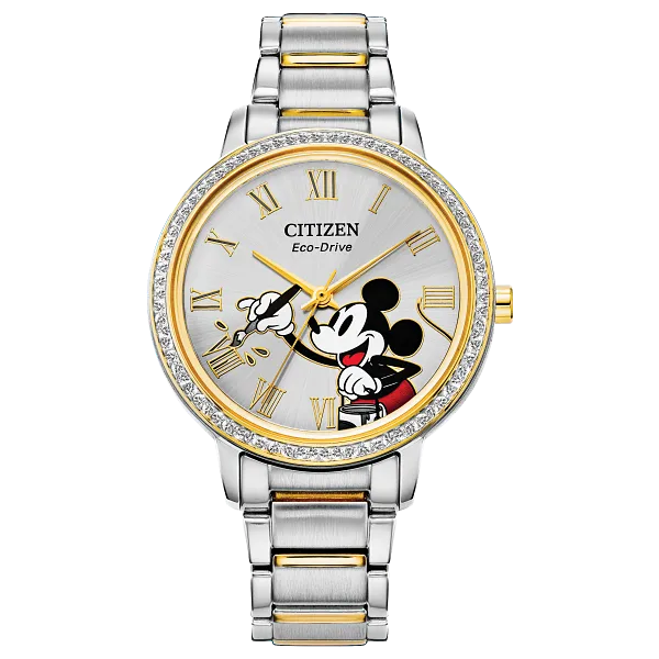 au maison Mickey Crystal Silver-Tone Dial Stainless Steel Bracelet FE7044-52W