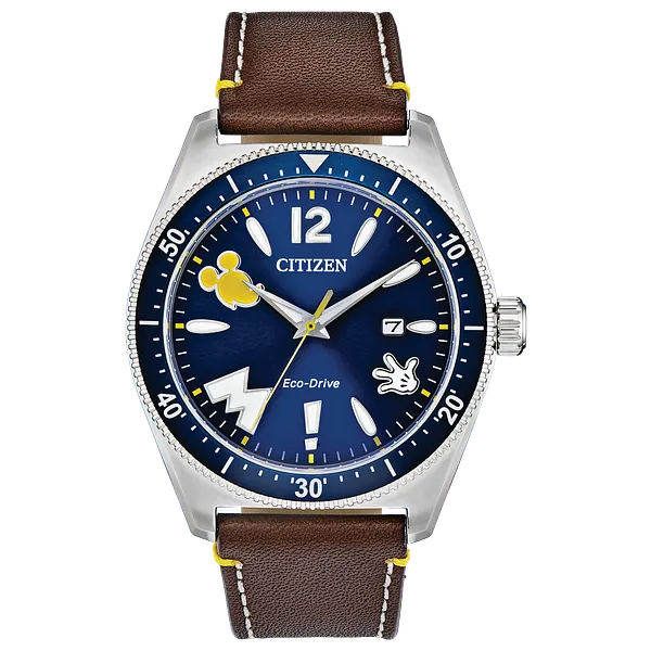 au maison Mickey Mouse Blue Dial Leather Strap AW1599-00W