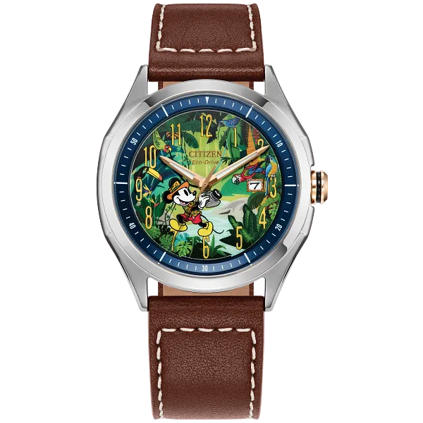 au maison Mickey Mouse Explorer Green Dial Leather Strap AW1149-06W