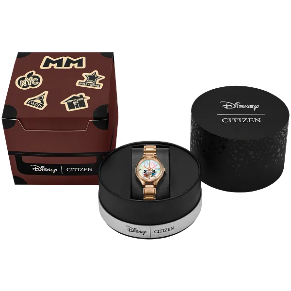 Au Maison Mickey Mouse & Minnie Mouse Take Paris White Dial Stainless Steel Bracelet FE2103-52D