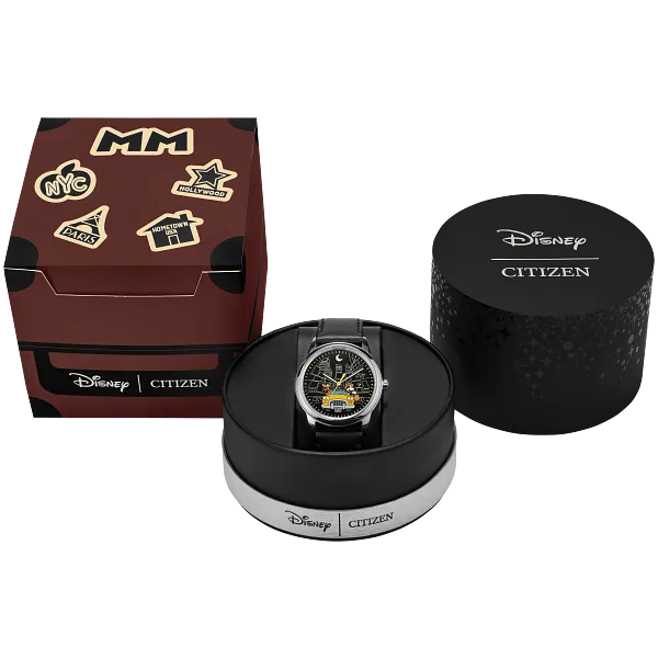 Au Maison Mickey Mouse & Pluto Take NYC Black Dial Leather Strap AW1860-01W