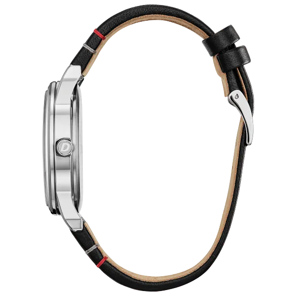 Au Maison Mickey Shadow Silver-Tone Dial Leather Strap BV1130-03W