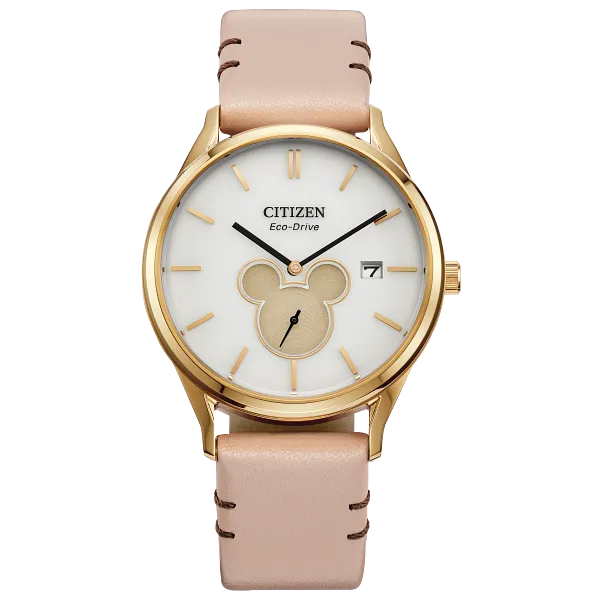 au maison Mickey Shadow Silver-Tone Dial Leather Strap BV1132-08W