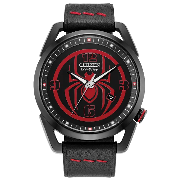 au maison Miles Morales Black Dial Leather Strap AW1685-00W