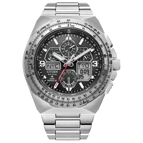 au maison Promaster Skyhawk A-T Black Dial Stainless Steel Bracelet JY8120-58E