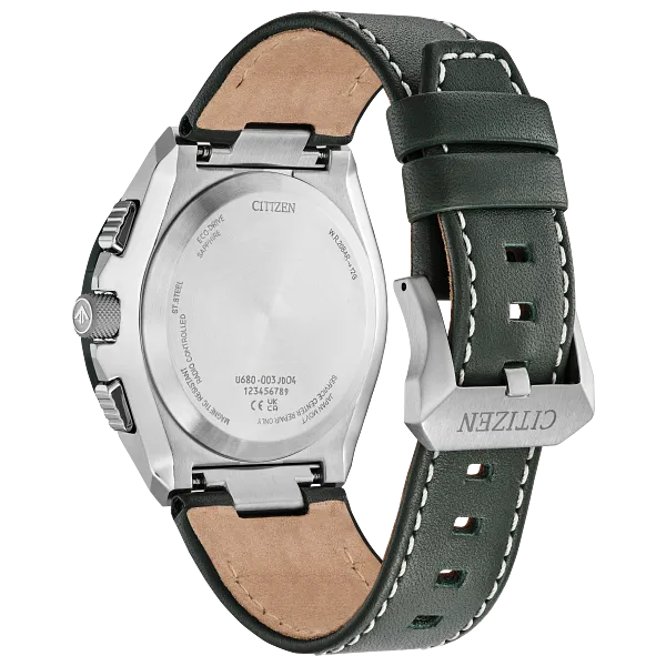 Au Maison Promaster Skyhawk A-T Green Dial Leather Strap JY8147-01X