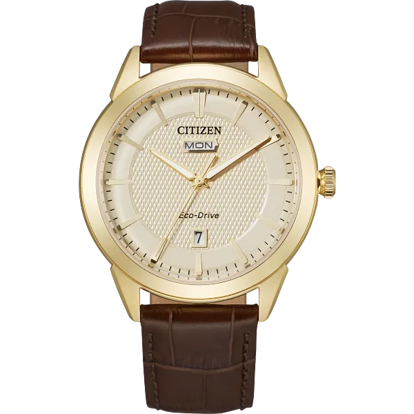 au maison Rolan Champagne Dial Leather Strap AW0092-07Q