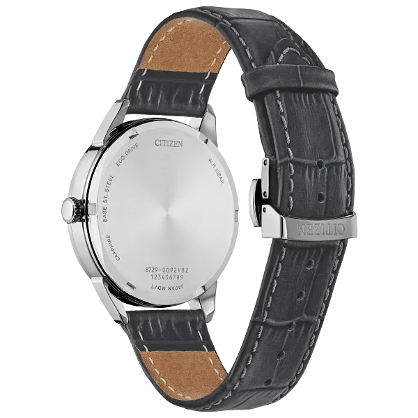 Au Maison Rolan Silver-Tone Dial Leather Strap BU2110-01A