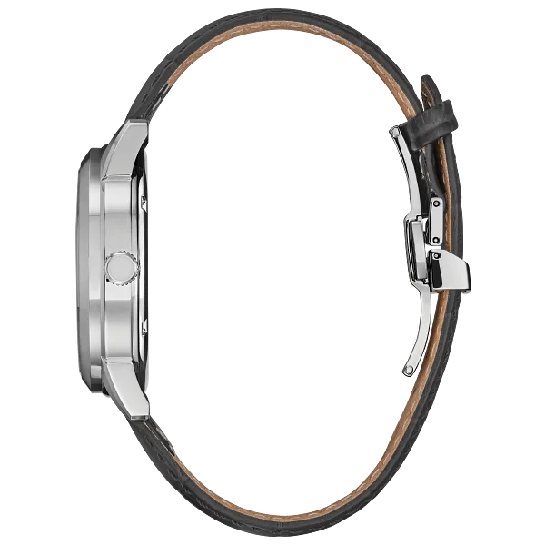 Au Maison Rolan Silver-Tone Dial Leather Strap BU2110-01A