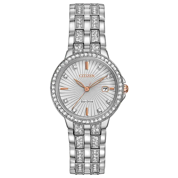 au maison Silhouette Crystal - Ladies Eco-Drive EW2340-58A Silver Watch