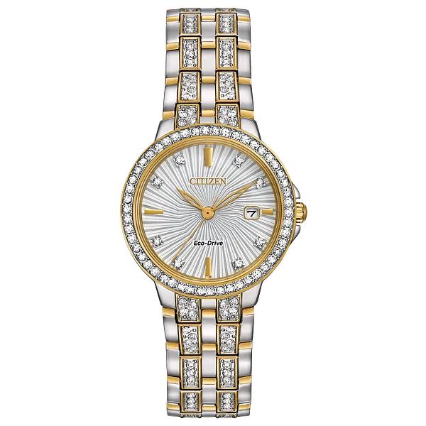 au maison Silhouette Crystal - Ladies Eco-Drive Sparkle Dimaond Watch