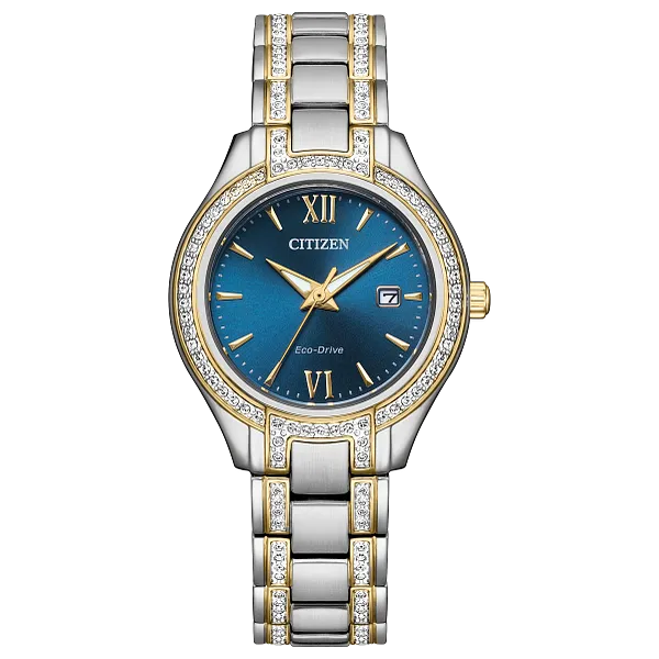 au maison Silhouette Crystal Navy Dial Stainless Steel Bracelet FE1234-50L