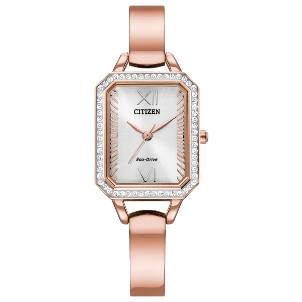 au maison Silhouette Crystal Silver-Tone Dial Stainless Steel Bangle EM0983-51A