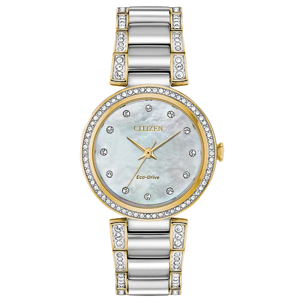 au maison Silhouette Crystal White Dial Stainless Steel Bracelet EM0844-58D