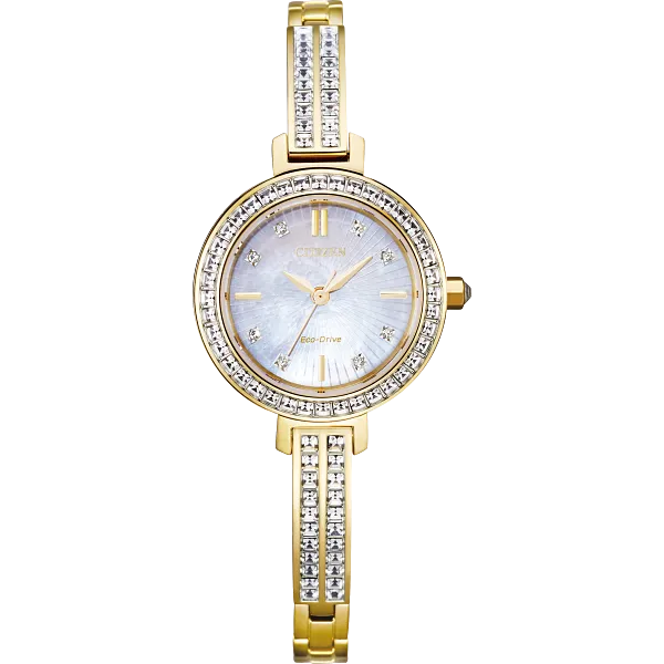 au maison Silhouette Crystal White Dial Stainless Steel Bracelet EM0862-56D